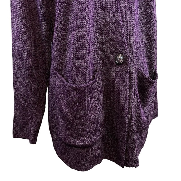 Brenda French Rags Santana Knit Buttoned Long Cardigan Sweater Purple Size 2 M/L - Picture 3 of 7